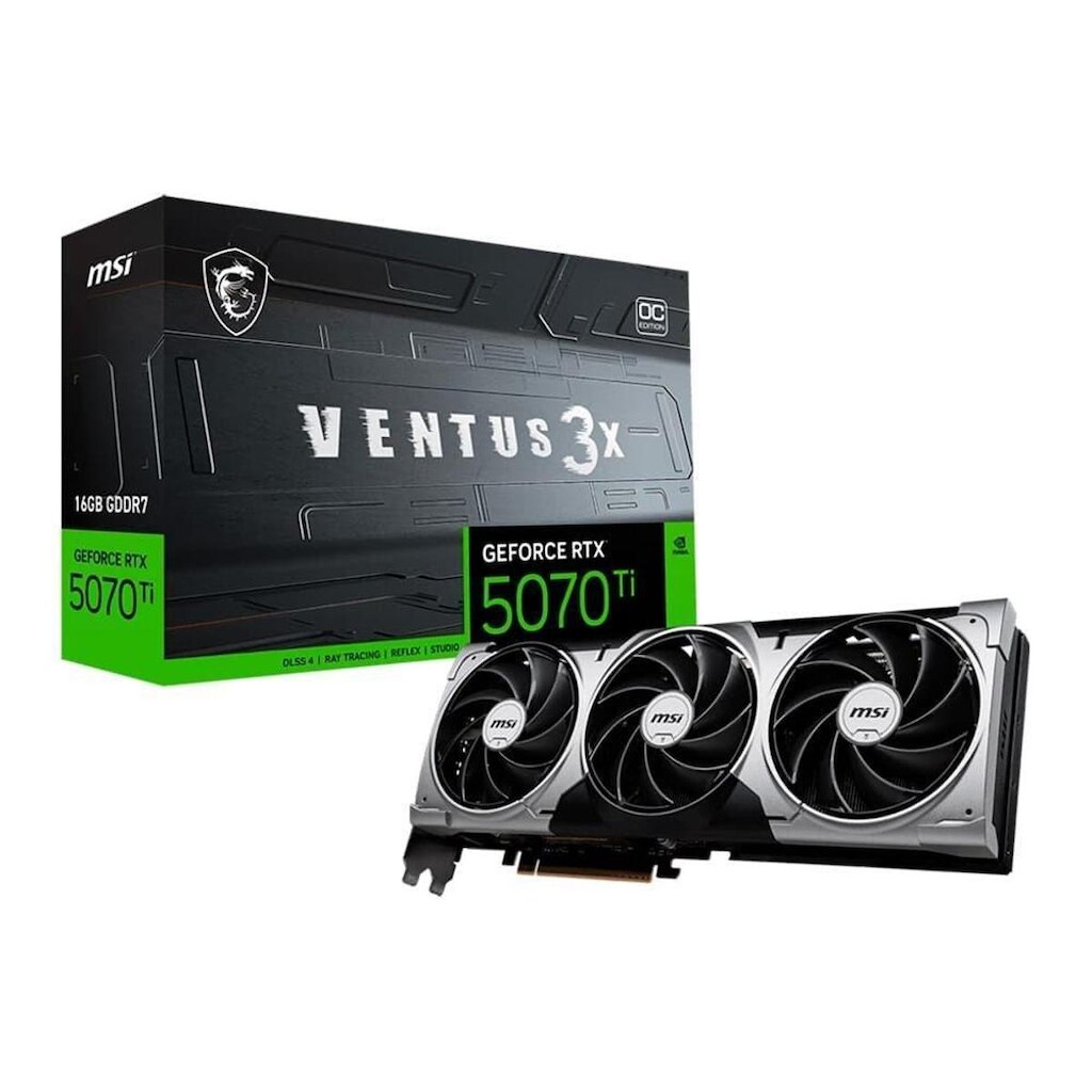Placa de Vídeo MSI Geforce RTX 5070 TI 16G VENTUS 3X OC, NVIDIA, 16GB, GDDR7,Até 2497MHz-G507T-16V3C