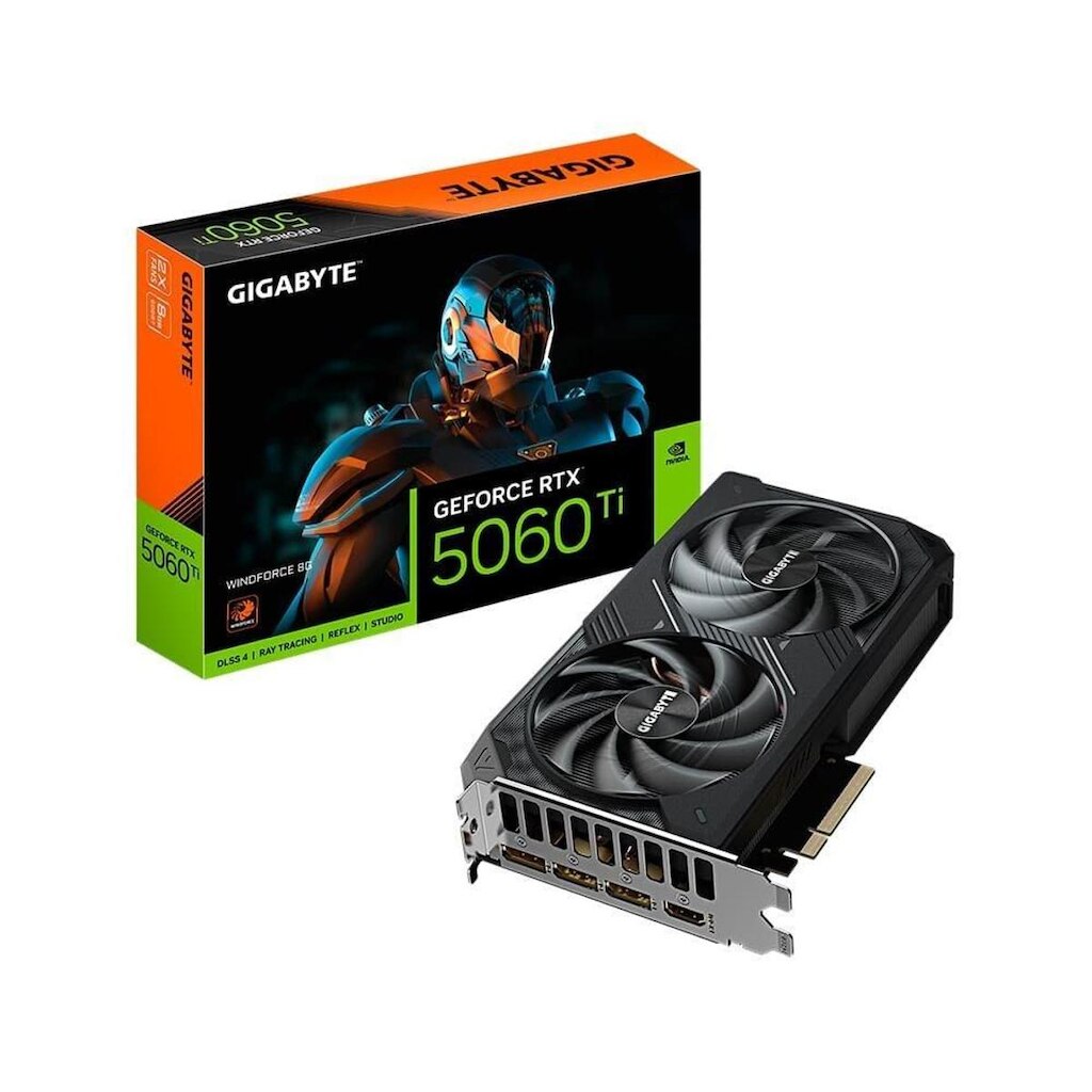 Placa de Vídeo RTX 5060 Ti WINDFORCE 8G Gigabyte NVIDIA GeForce, 8GB GDDR7, 128bits, DLSS
