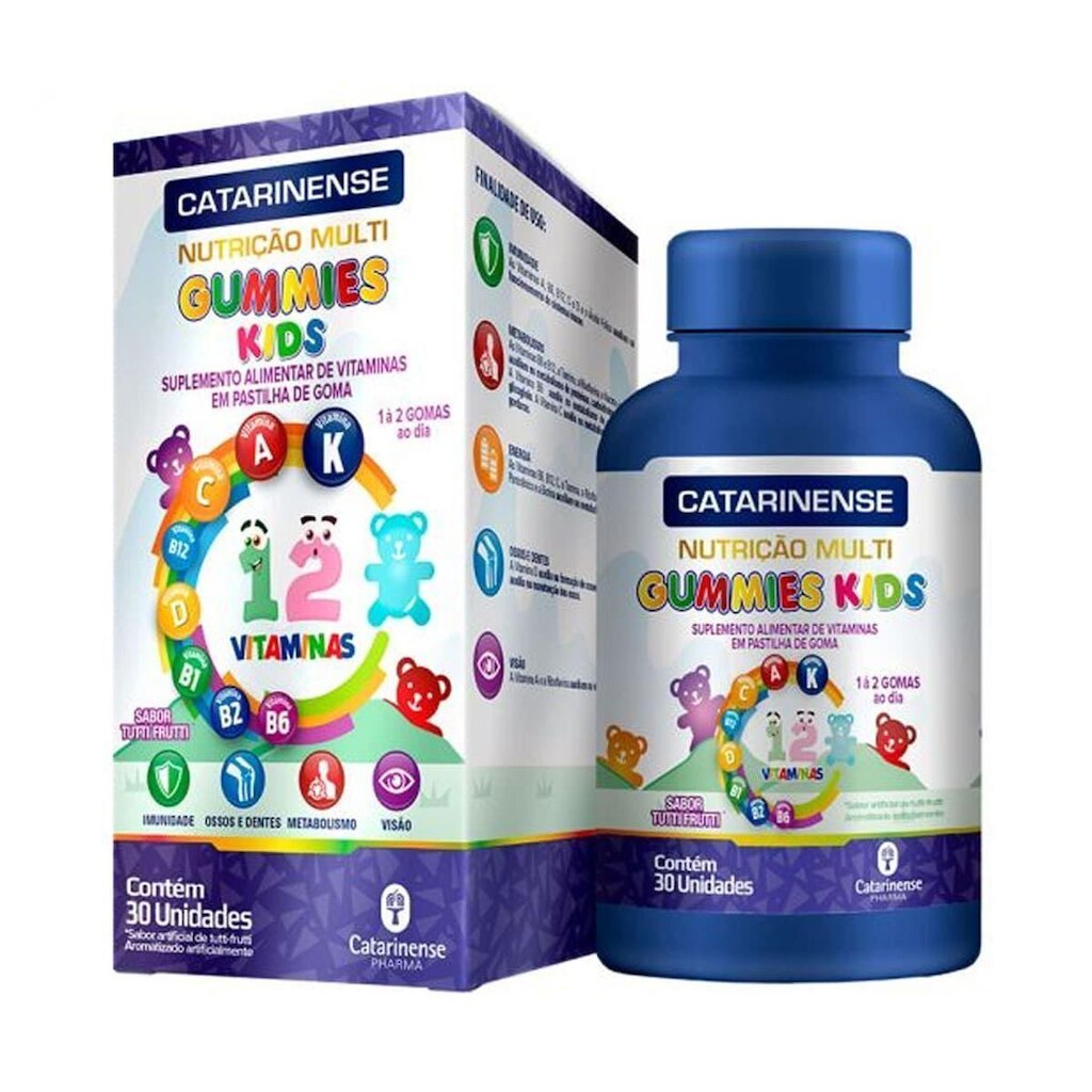 Polivitamínico Gummies Kids - 30 Gomas Tutti Frutti - Catarinense Nutrição