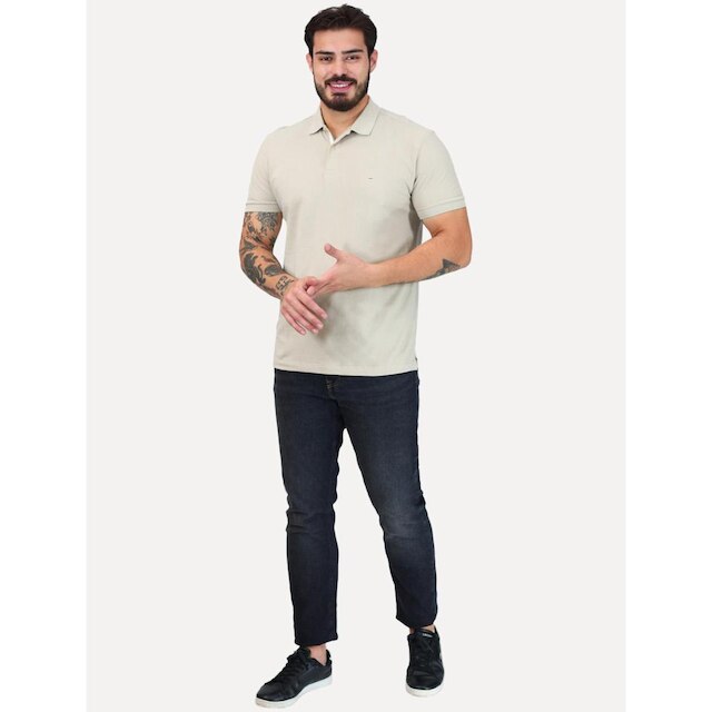 Polo Aramis Masculina Piquet Inner Detail Cáqui Claro