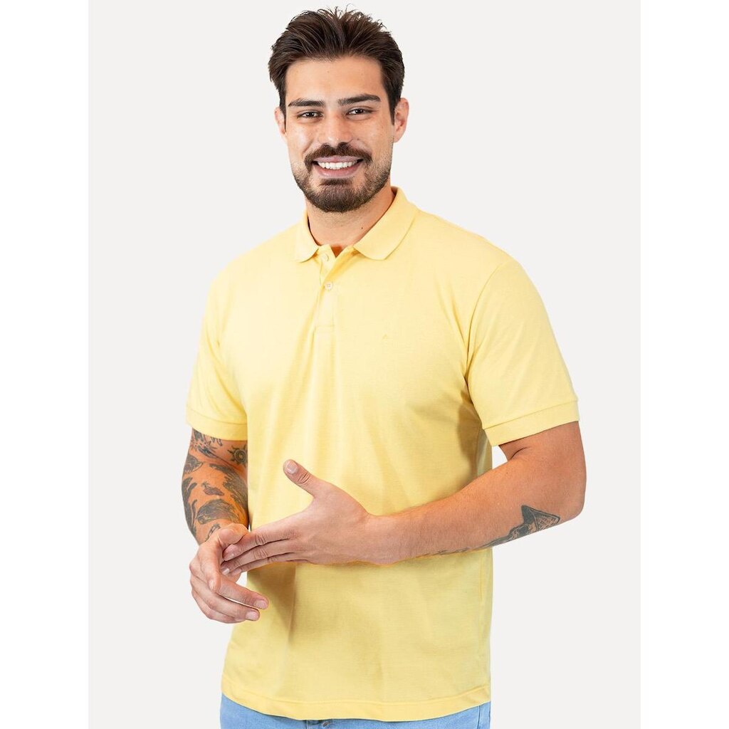 Polo Aramis Masculina Piquet Lisa Mono Icon Amarela