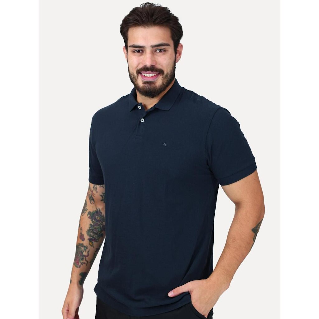 Polo Aramis Masculina Regular Basic Piquet Surton Logo Azul Marinho