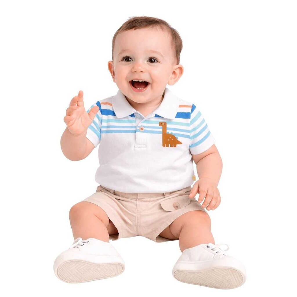 Polo Bebê Menino Diverdinos Alphabeto Branco