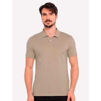 Polo Calvin Klein Masculina Piquet Slim Básica Sem Friso Cáqui Médio