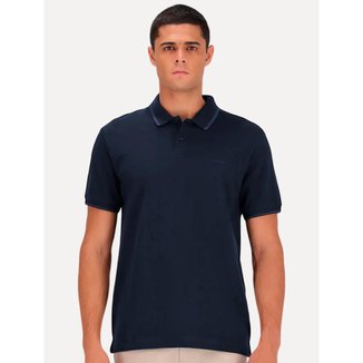Polo Calvin Klein Piquet Regular Básica Friso Azul Marinho