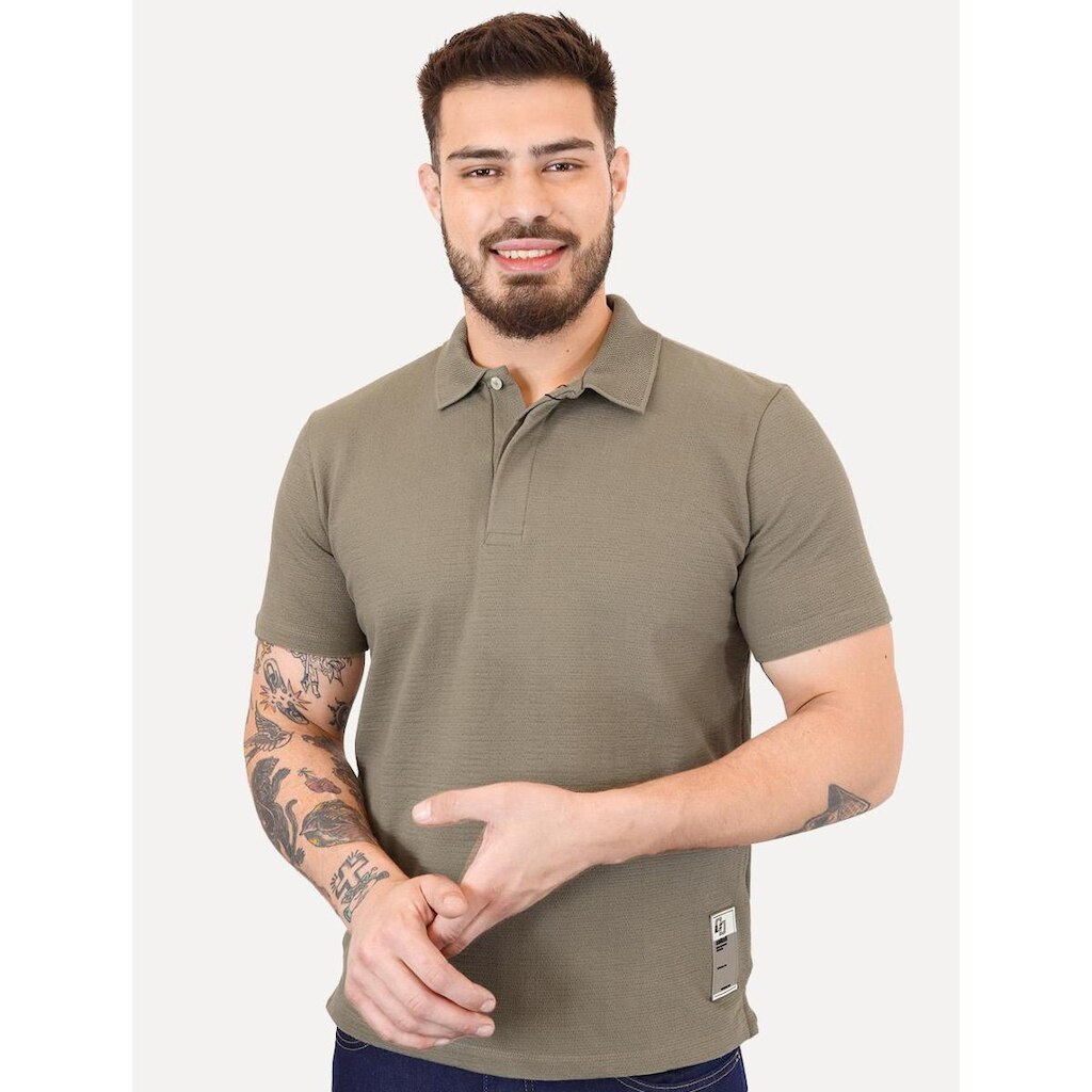 Polo Colcci Masculina Cotton Textured Marrom Médio