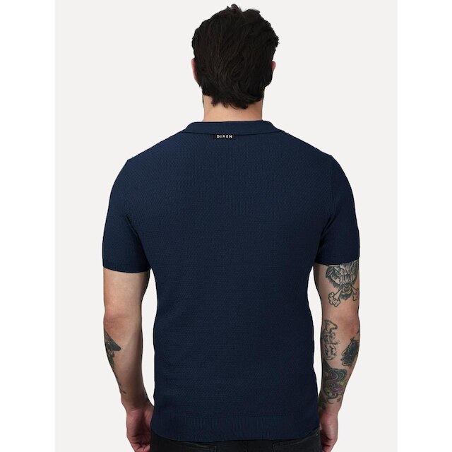 Polo Dixen Masculina Tricot Manga Curta Azul Marinho