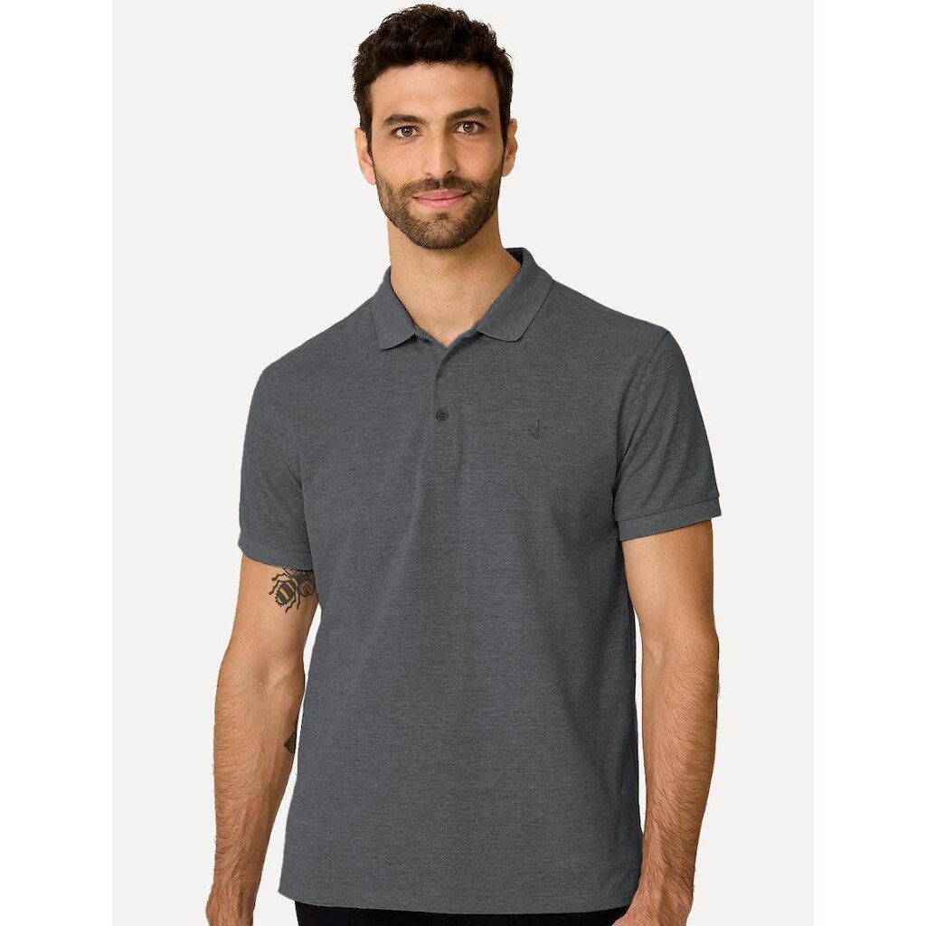 Polo Dudalina Masculina Piquet Basica Logo Bordado Azul Marinho Mescla
