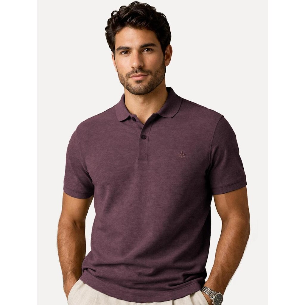 Polo Dudalina Masculina Piquet Basica Logo Bordado Roxo Escuro
