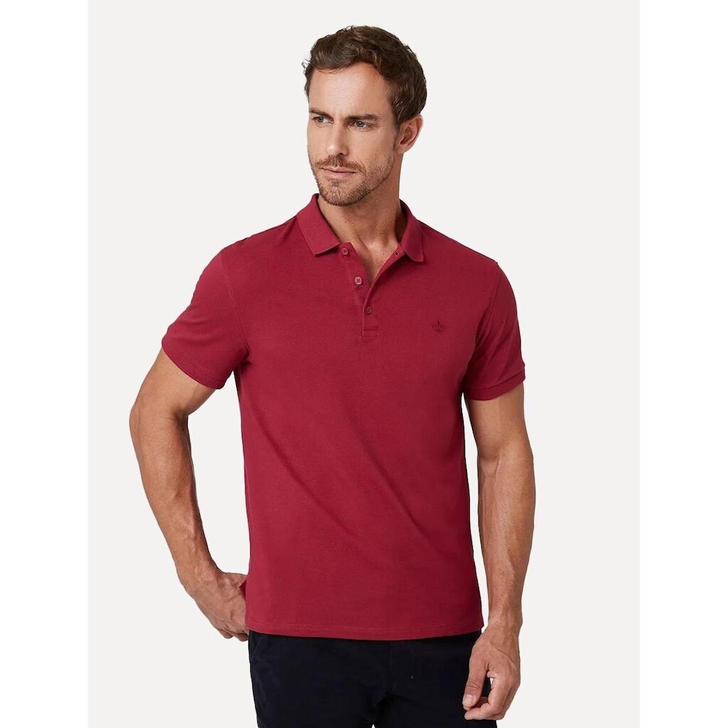 Polo Dudalina Piquet Essentials Cotton Basica Modal Bordô