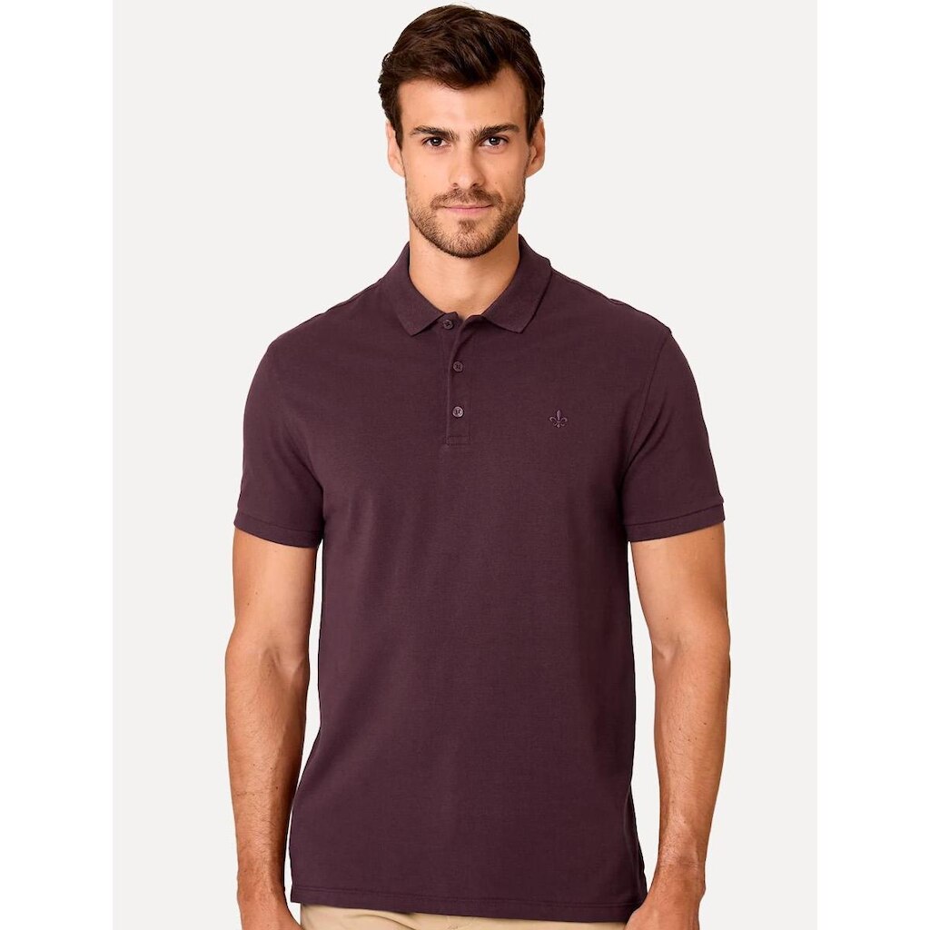Polo Dudalina Piquet Essentials Cotton Basica Modal Roxo Escuro