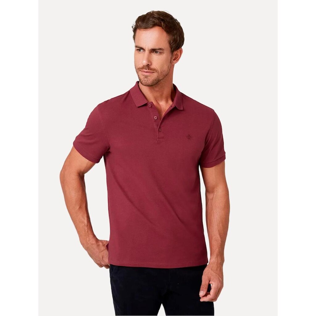 Polo Dudalina Piquet Essentials Cotton Basica Modal Vermelho Escuro