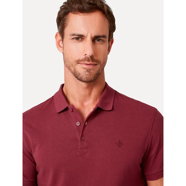 Polo Dudalina Piquet Essentials Cotton Basica Modal Vermelho Escuro