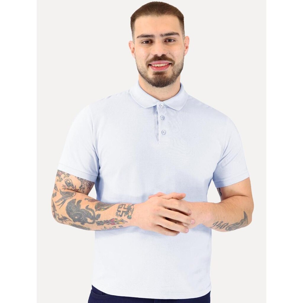 Polo Ellus Masculina Piquet Classic Easa Azul Claro