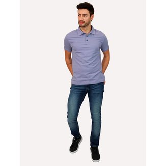 Polo Ellus Masculina Piquet Classic Easa Blue Vintage Azul