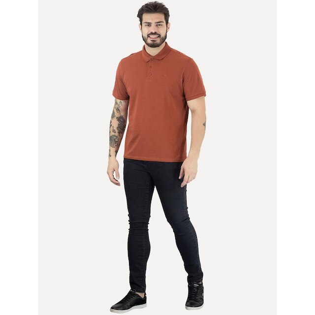 Polo Ellus Masculina Piquet Classic Easa Terracota