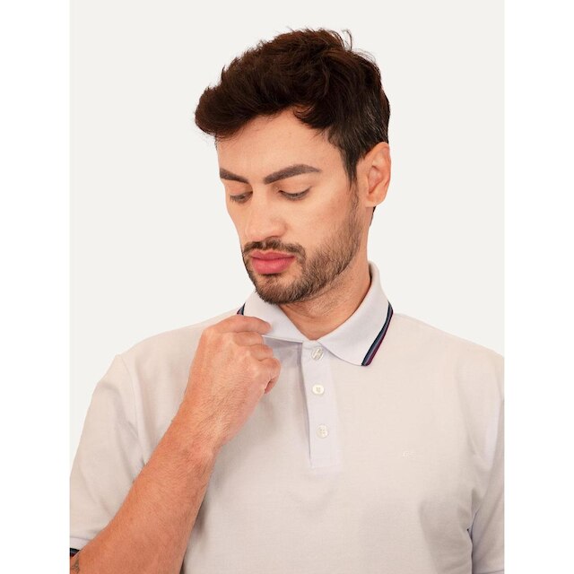Polo Ellus Masculina Piquet Classic Easa Tri Dark Branca