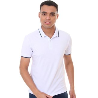 Polo Forum Masculina Piquet Duo Tipped Collar Branca