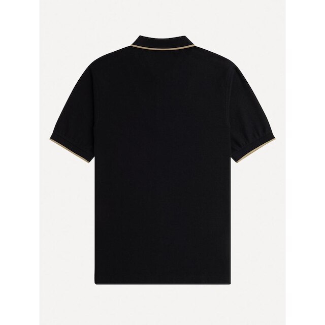 Polo Fred Perry Masculina Crepe Pique Zip Neck Preta