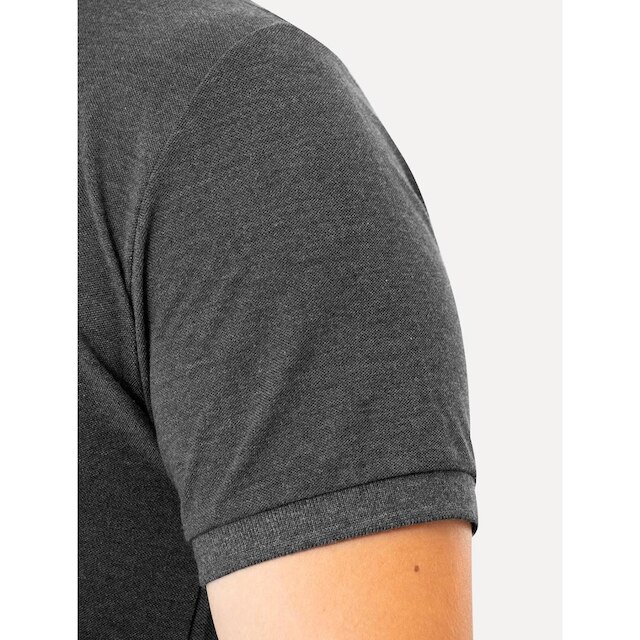 Polo Guess Masculina Piquet Bordado Friso Gola Cinza Escuro Mescla