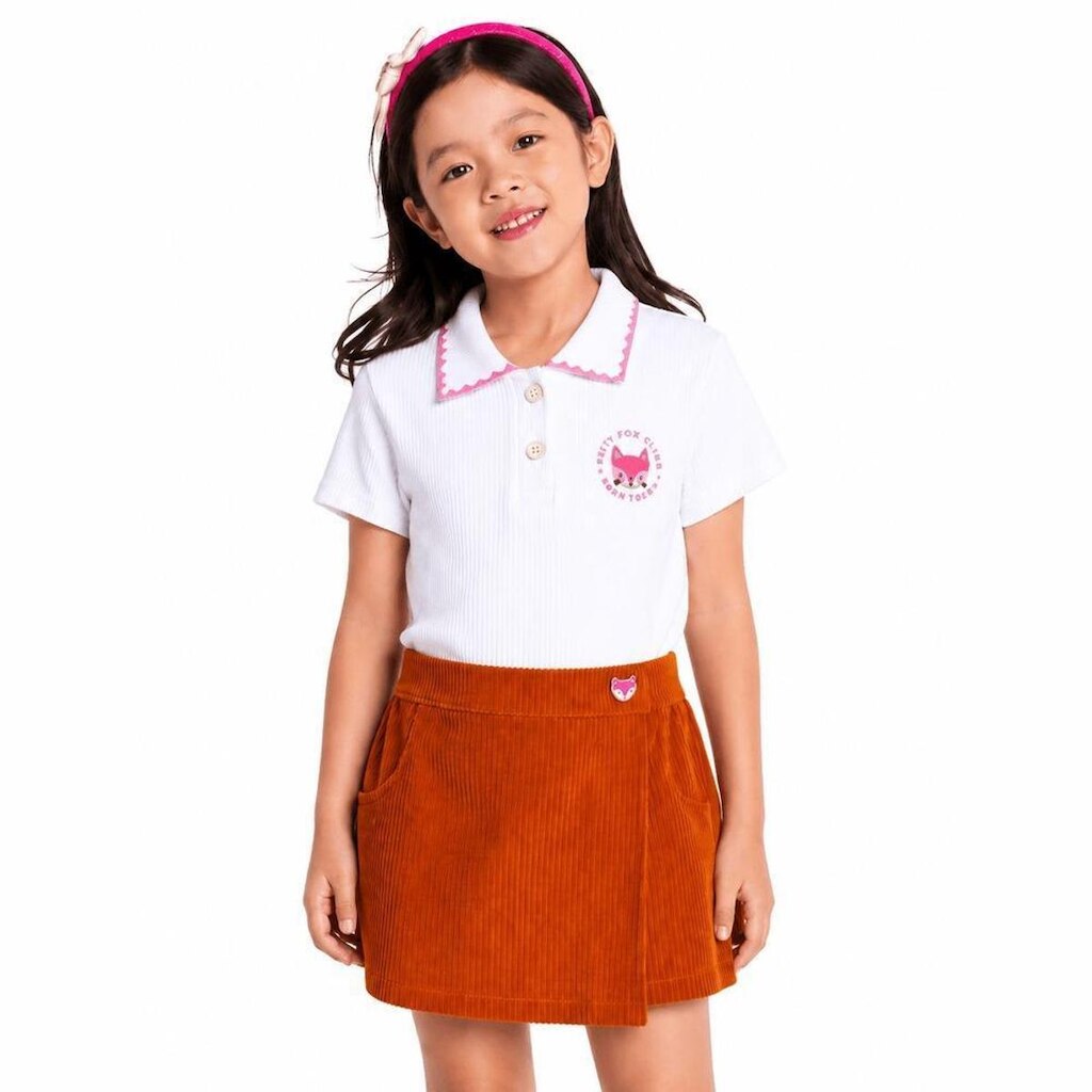 Polo Infantil Menina Minha Fofura Alphabeto Branco
