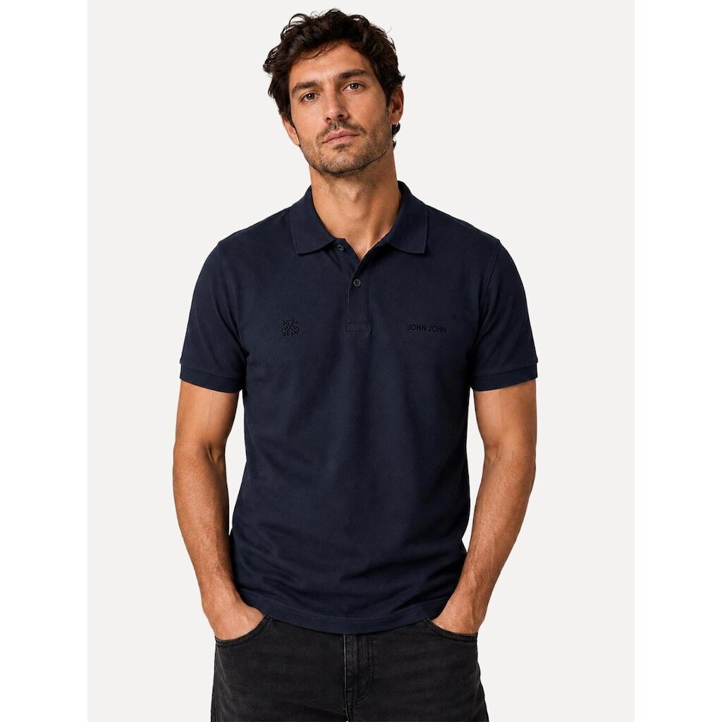 Polo John John Masculina Regular Fit Key Left Azul Marinho