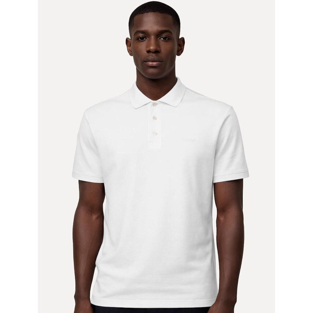 Polo John John Masculina Silm Fit New Simple Light Button Branca