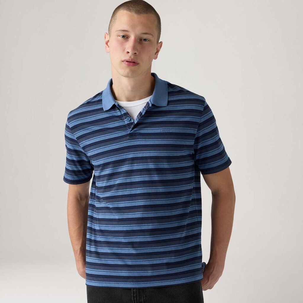 Polo Levi's Authentic Listrado Azul Manga Curta Masculina