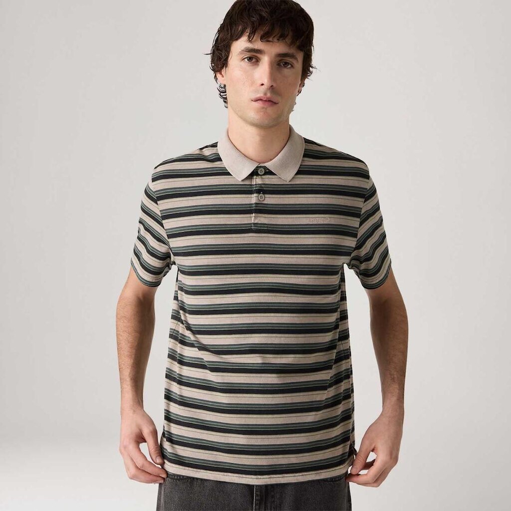 Polo Levi's Authentic Listrado Marrom Manga Curta Masculina