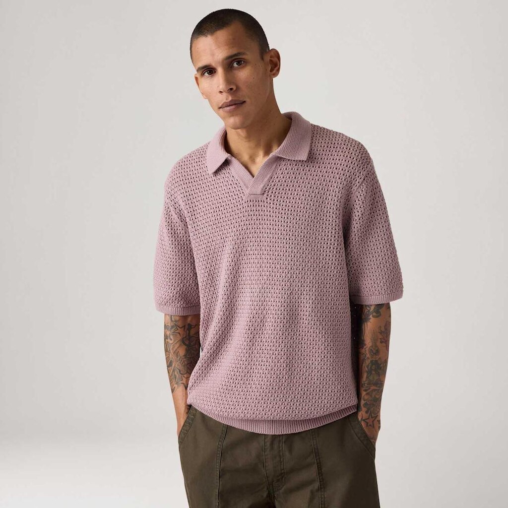 Polo Levi's Dollon Open Collar Tricot Lilás Manga Curta Masculina