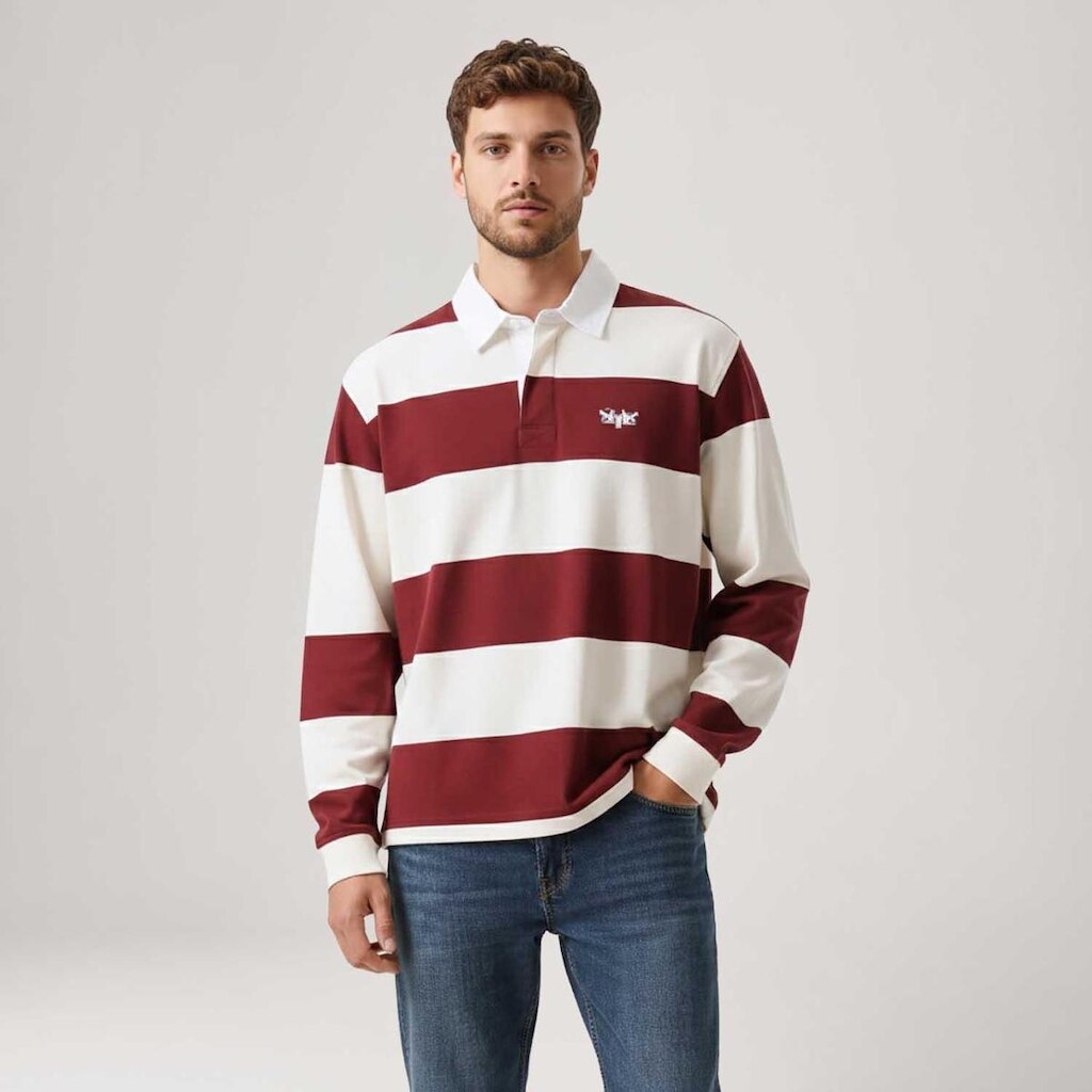Polo Levi's Hudson Rugby Listrada Manga Longa Masculina