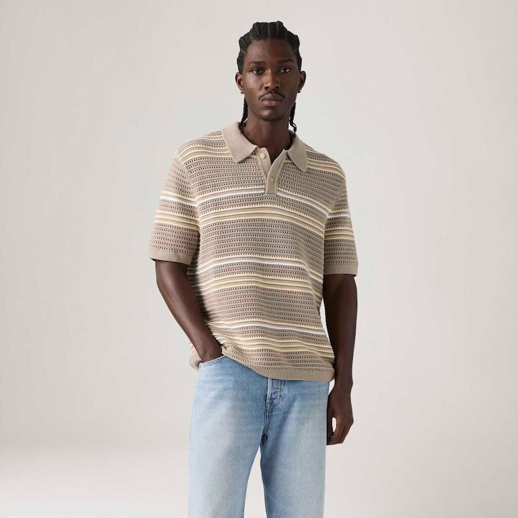Polo Levi's Laguna Sweater Manga Curta Cinza Masculina