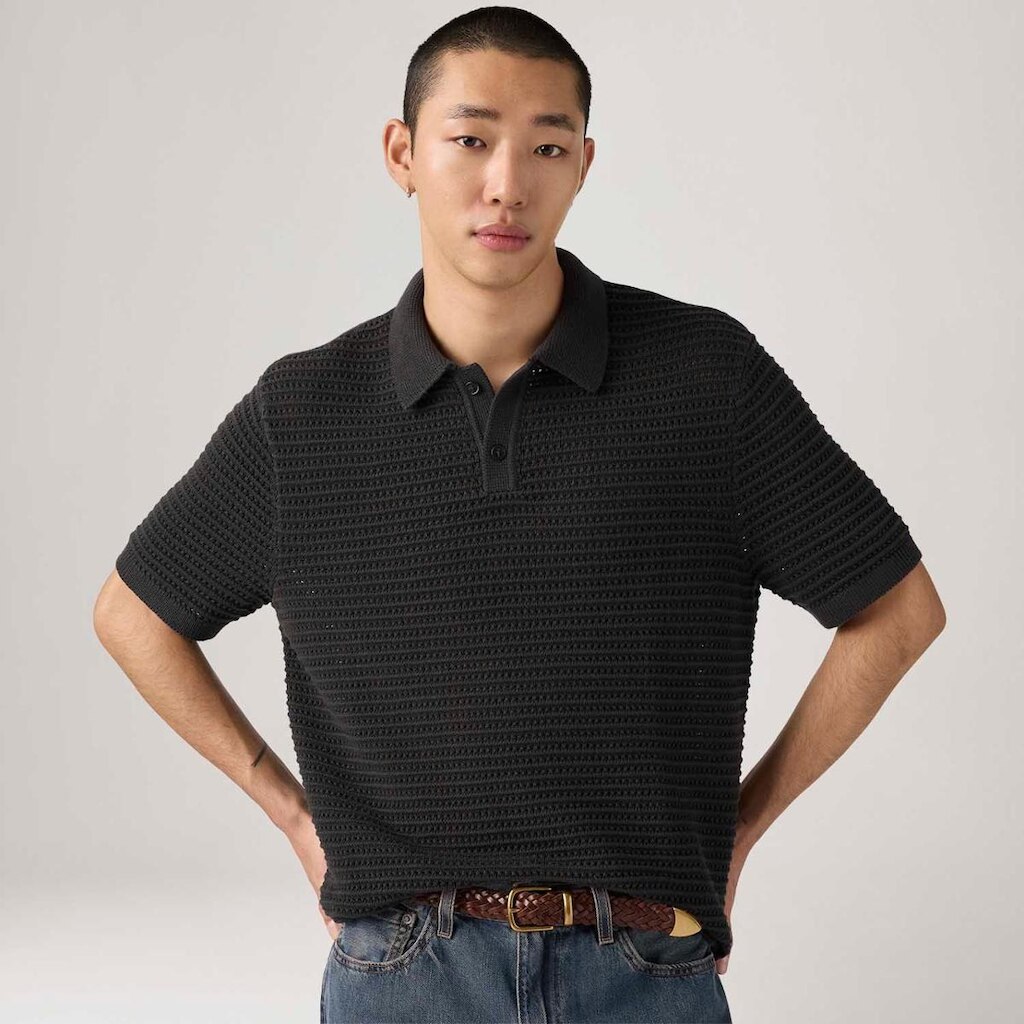 Polo Levi's Laguna Sweater Manga Curta Preta Masculina
