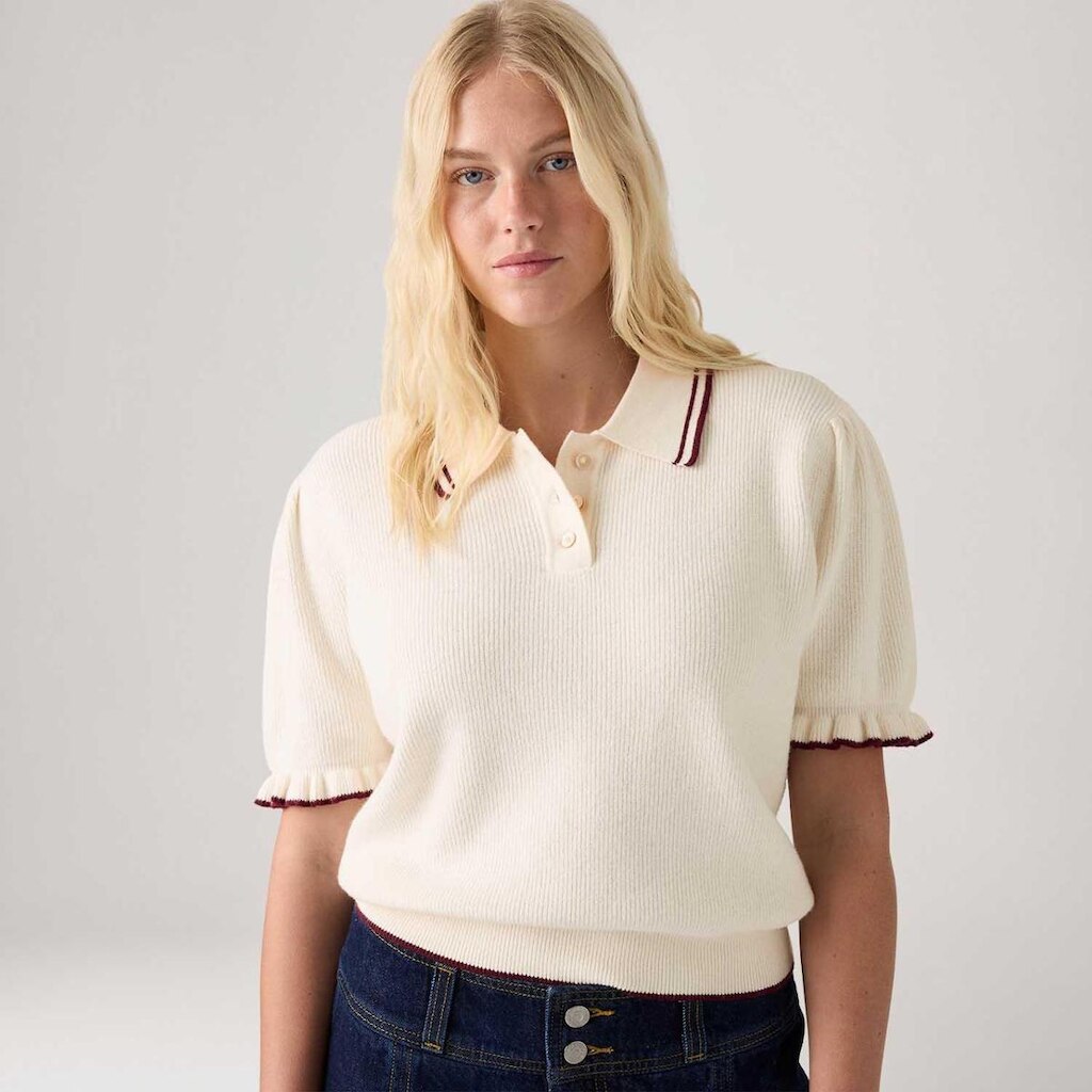 Polo Levi's Super Soft Summer Off White Manga Curta Feminina