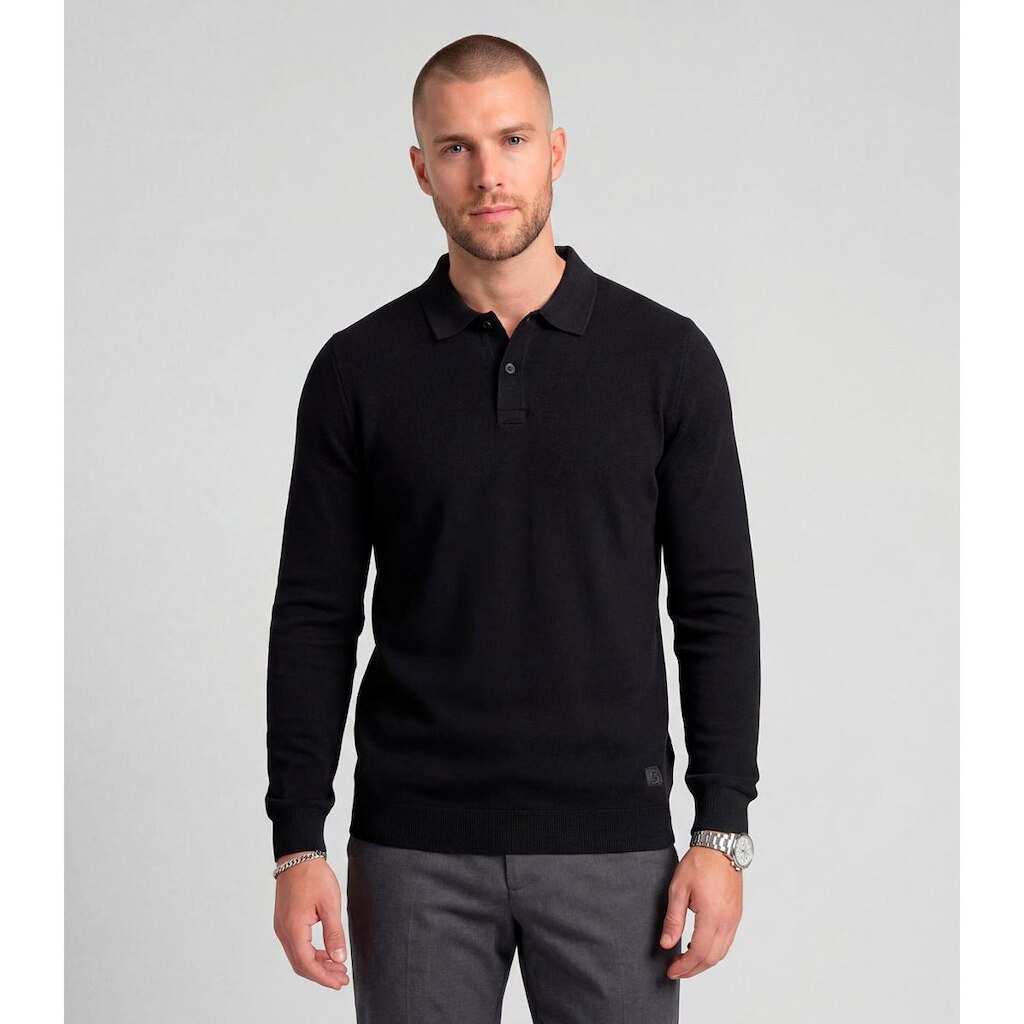 Polo Manga Longa Maquinetada Diametro Preto