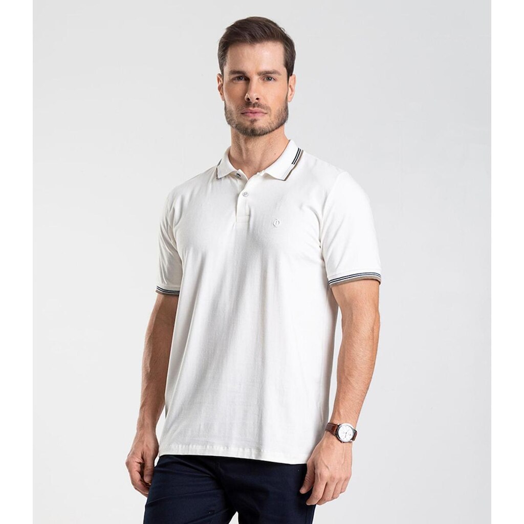 Polo Masculina Básica Cotton Diametro Bege