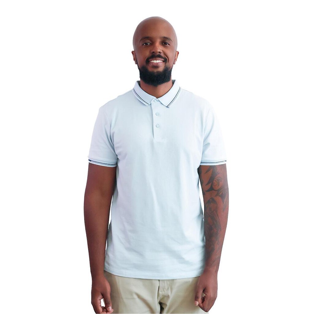 Polo Masculina Casual Com Friso Na Gola