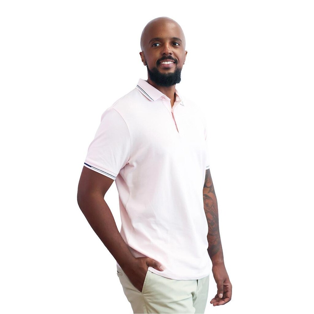 Polo Masculina Casual Com Friso Na Gola
