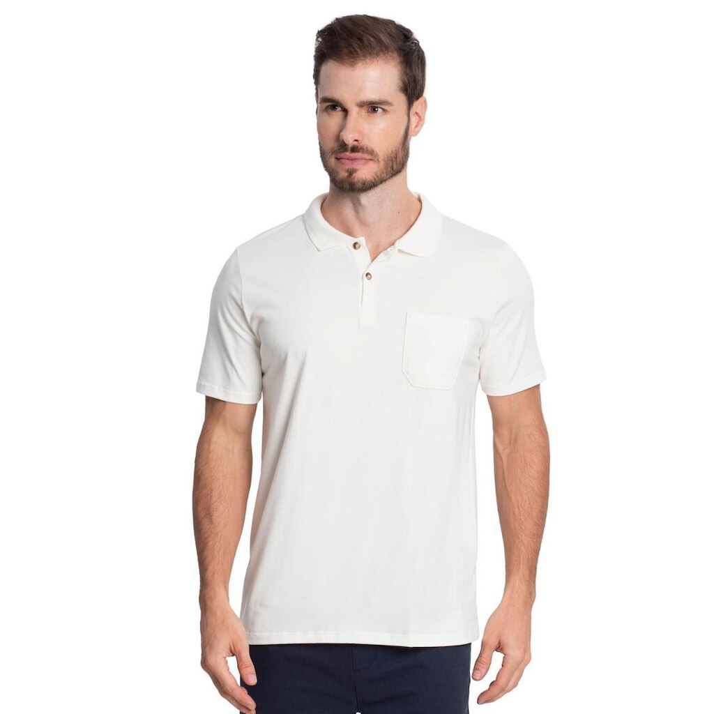 Polo Masculina Com Bolso Cotton Leve Diametro Bege