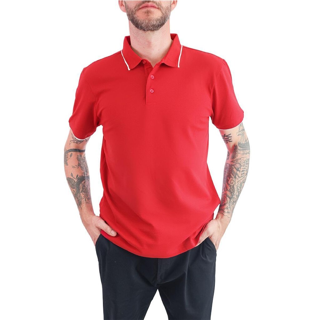 Polo Masculina Com Friso Na Gola