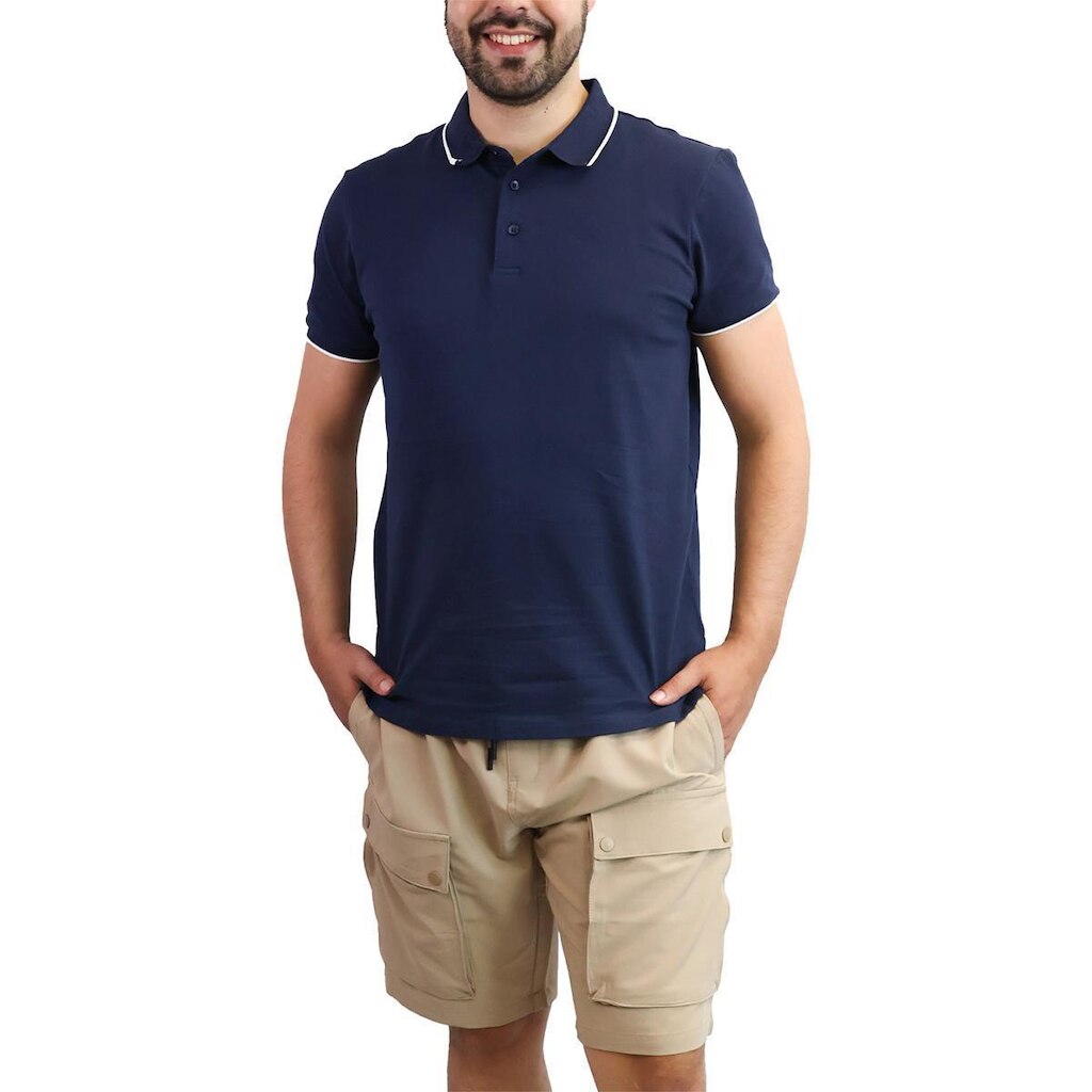 Polo Masculina Com Friso Na Gola