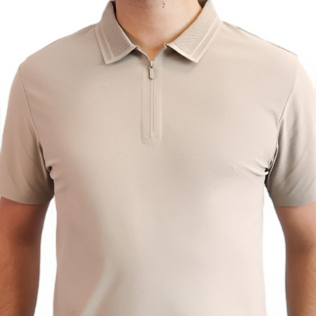 Polo Masculina Com Zíper Jackard