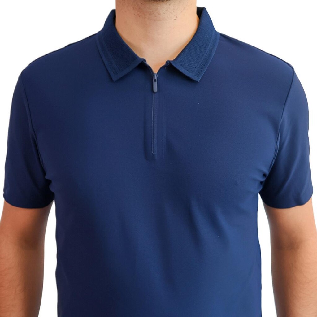 Polo Masculina Com Zíper Jackard