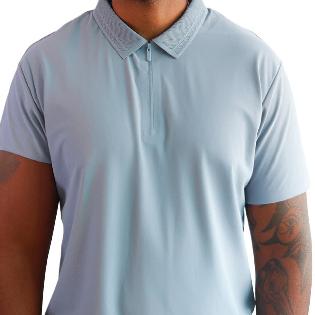 Polo Masculina Com Zíper Jackard