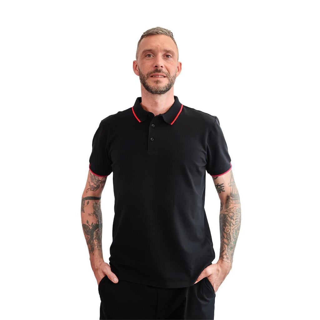 Polo Masculina Lisa Com Friso Na Gola