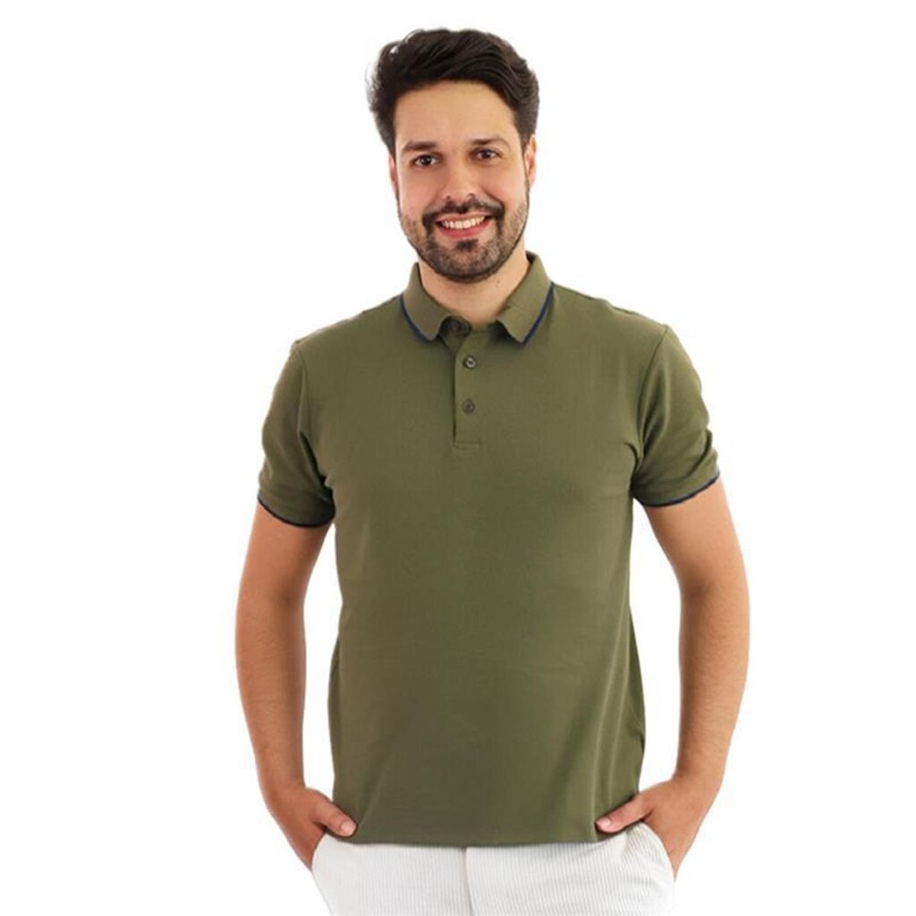 Polo Masculina Lisa Com Friso Na Gola