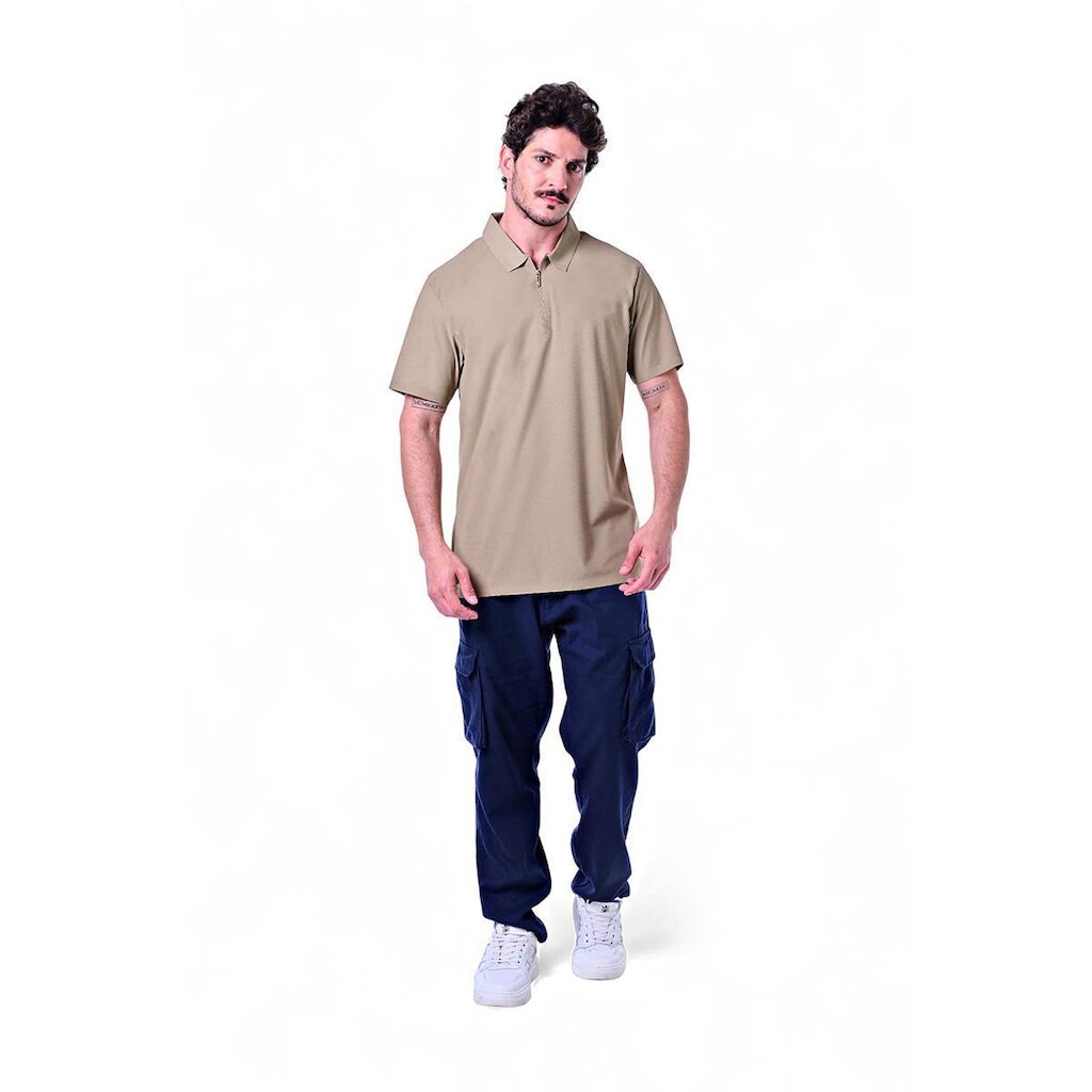 Polo Masculina Zíper Invisível