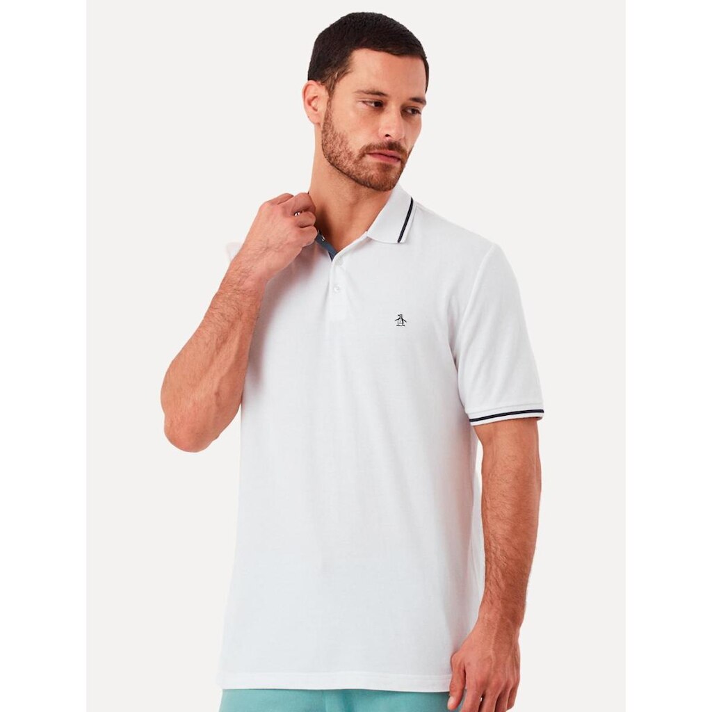 Polo Original Penguin Masculina Malha Jersey Lisa Frisos Branca