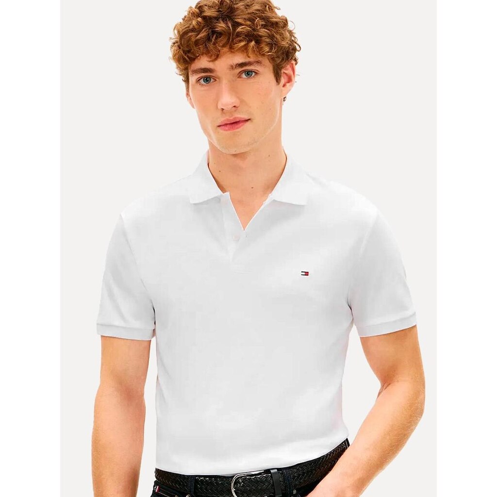 Polo Tommy Hilfiger Masculina Malha Liquid Cotton Regular Branca