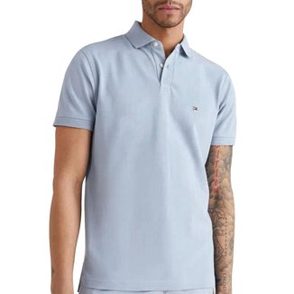 Polo Tommy Hilfiger Masculina Piquet Regular Azul Claro